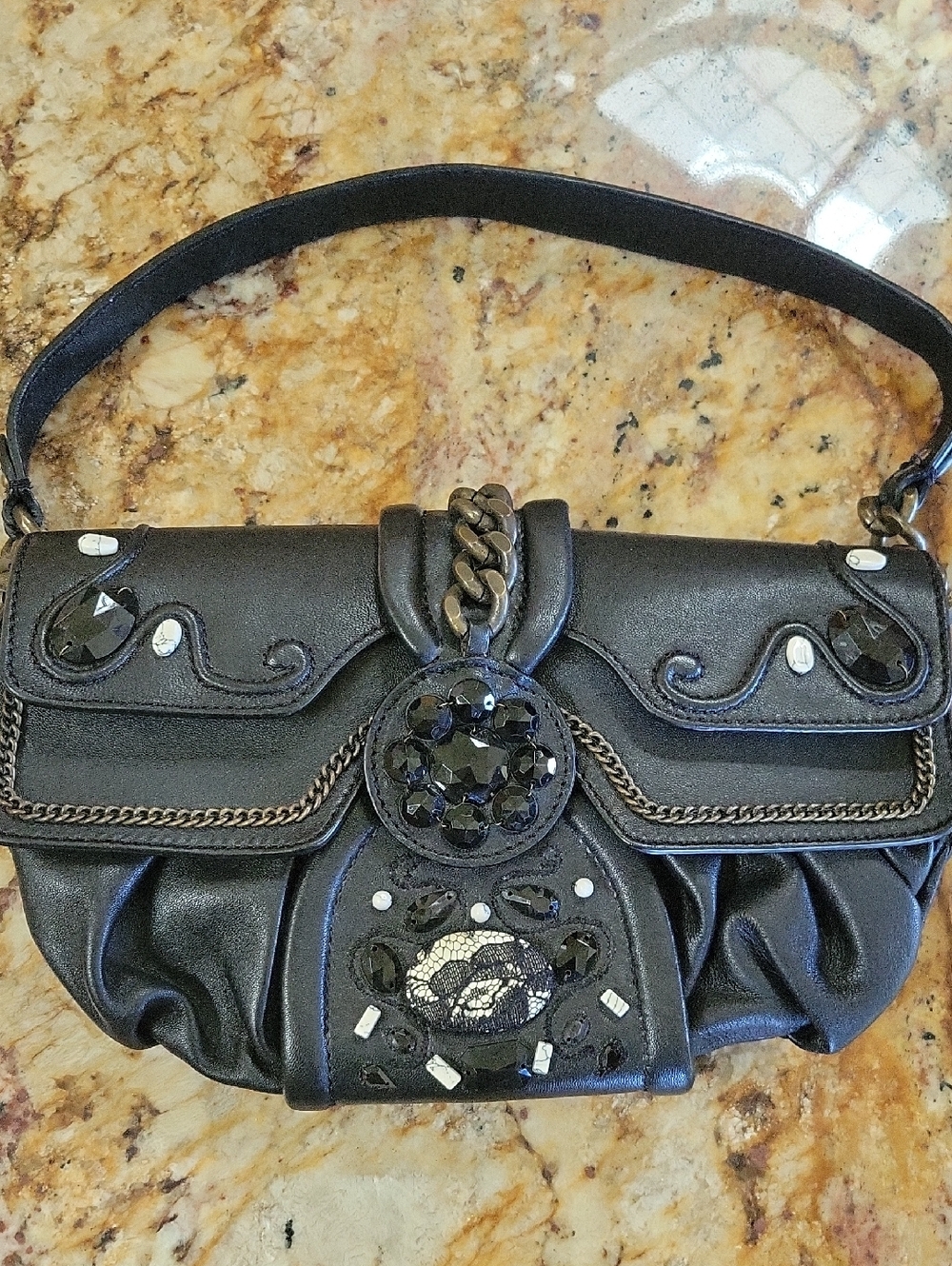 Cole Haan Black Embellished Women's Leather Shoulder Bag NWOT